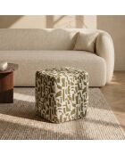 Pouf ARO tissu bouclé à motifs brun