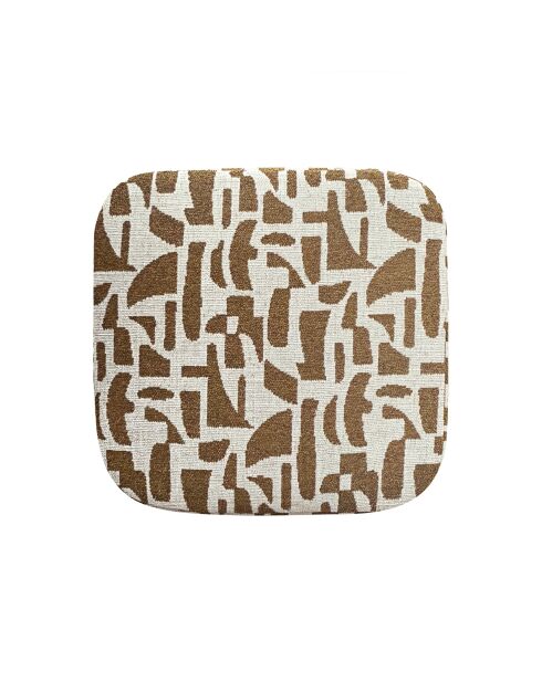 Pouf ARO tissu bouclé à motifs brun