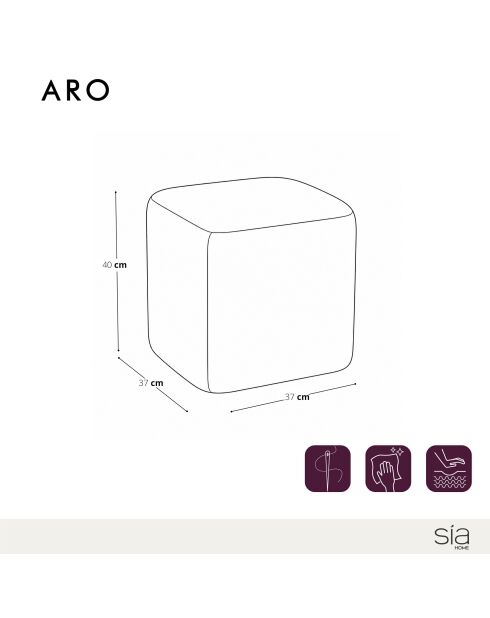 Pouf ARO tissu bouclé à motifs brun