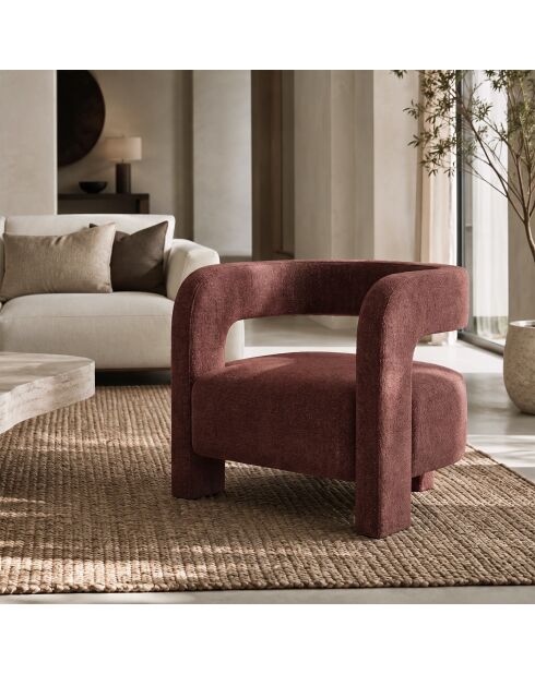 Fauteuil GABY velours texturé bordeaux