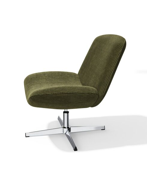 Fauteuil VIVY pivotant velours côtelé kaki
