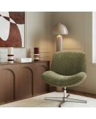 Fauteuil VIVY pivotant velours côtelé kaki
