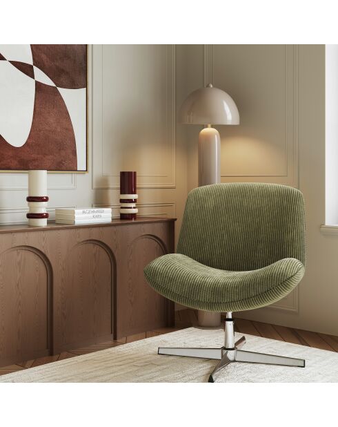 Fauteuil VIVY pivotant velours côtelé kaki