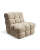 Fauteuil SEVENTY tissu tramé toucher doux taupe