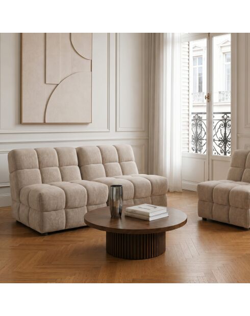 Fauteuil SEVENTY tissu tramé toucher doux taupe