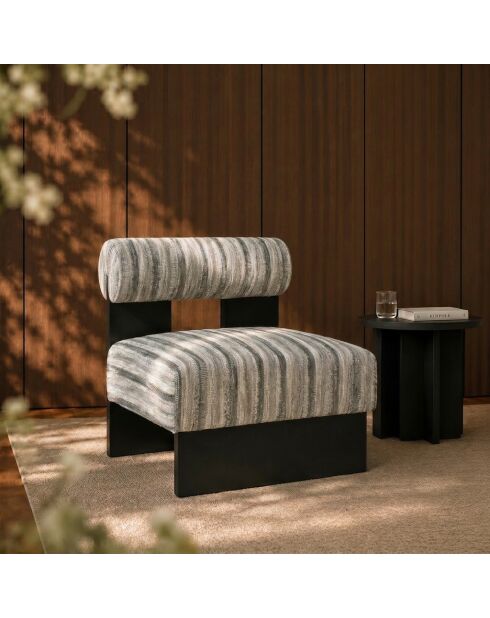 Fauteuil IRO tissu texturé à motifs gris bleu