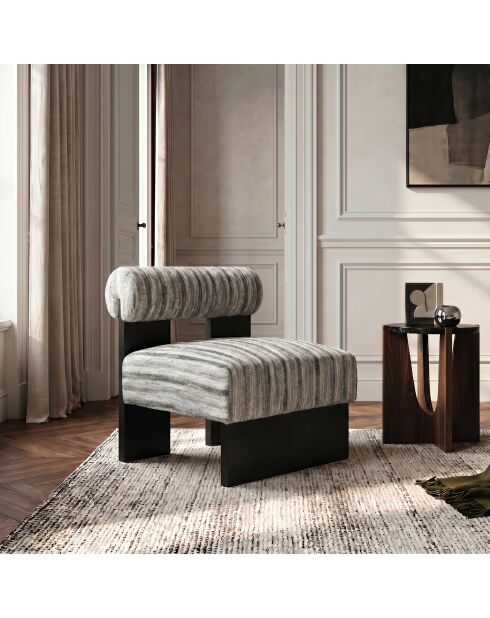Fauteuil IRO tissu texturé à motifs gris bleu