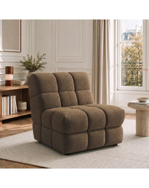 Fauteuil SEVENTY tissu tramé toucher doux marron glacé