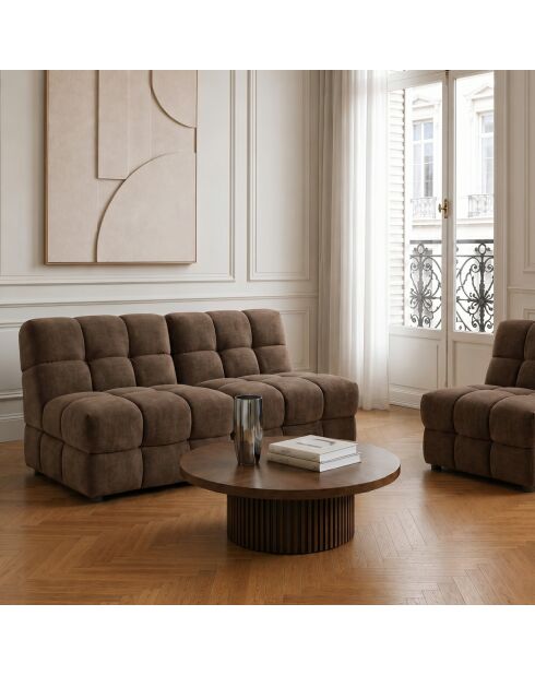 Fauteuil SEVENTY tissu tramé toucher doux marron glacé