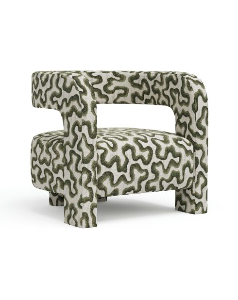 Fauteuil GABY tissu tramé à motifs kaki