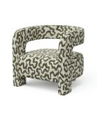 Fauteuil GABY tissu tramé à motifs kaki