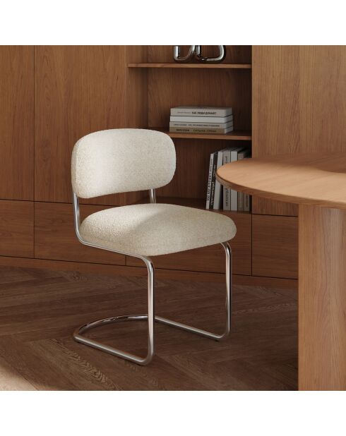 Lot de 2 chaises LISE tissu bouclette crème