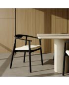 Lot de 2 chaises LORO velours chenillé crème et pieds noirs - 61x54x73cm