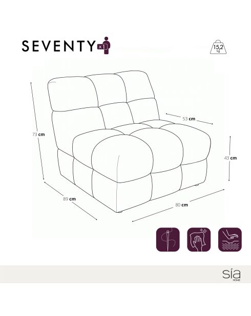 Fauteuil SEVENTY tissu tramé toucher doux bordeaux