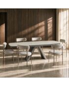 Table à manger extensible MYO Travertin et pieds acier - 160/240cm