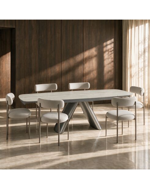 Table à manger extensible MYO Travertin et pieds acier - 160/240cm