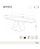 Table à manger extensible MYO Travertin et pieds acier - 160/240cm