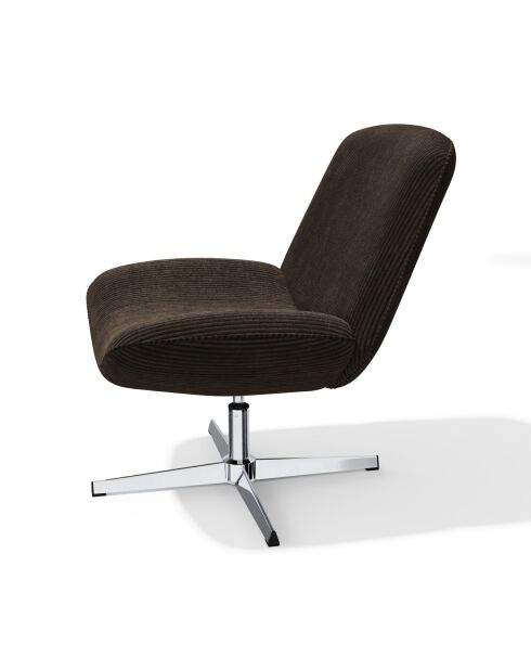 Fauteuil VIVY pivotant velours côtelé brun expresso