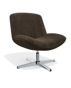 Fauteuil VIVY pivotant velours côtelé brun expresso