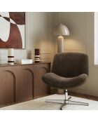 Fauteuil VIVY pivotant velours côtelé brun expresso