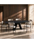 Table à manger extensible MYO Céramique noire et pieds noirs - 160/240cm