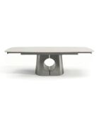 Table à manger extensible HALO Travertin et pieds en acier brossé - 180/260cm