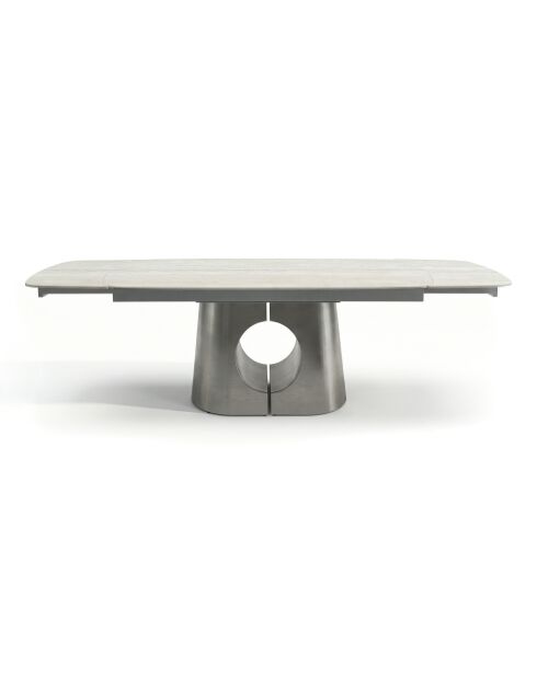 Table à manger extensible HALO Travertin et pieds en acier brossé - 180/260cm