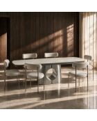 Table à manger extensible HALO Travertin et pieds en acier brossé - 180/260cm