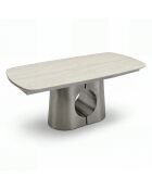 Table à manger extensible HALO Travertin et pieds en acier brossé - 180/260cm