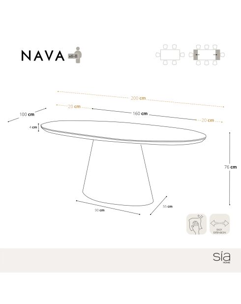 Table à manger extensible NAVA Noyer -160cm