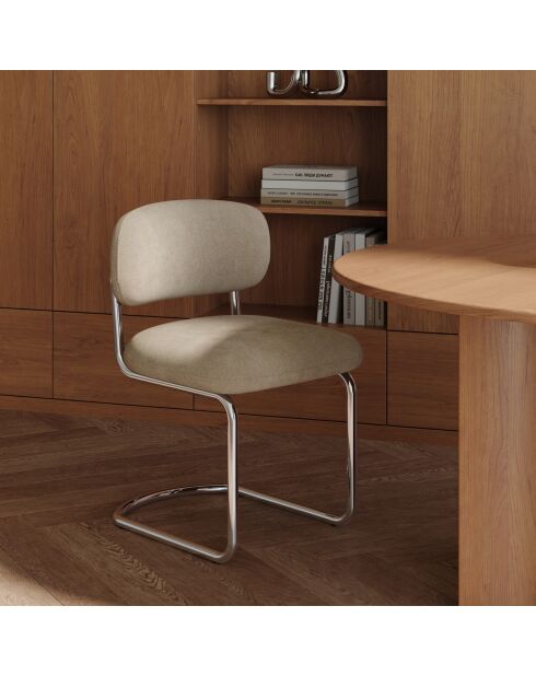Lot de 2 chaises LISE tissu tramé toucher doux beige