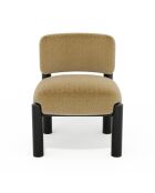 Fauteuil TOM fausse fourrure taupe et pieds noirs