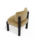Fauteuil TOM fausse fourrure taupe et pieds noirs