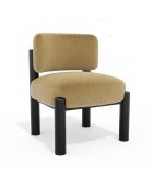 Fauteuil TOM fausse fourrure taupe et pieds noirs