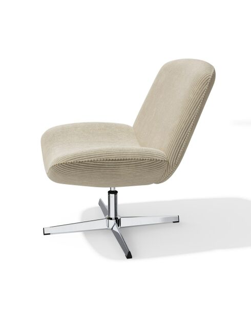 Fauteuil VIVY pivotant velours côtelé crème