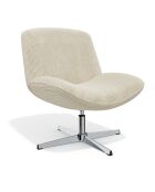 Fauteuil VIVY pivotant velours côtelé crème