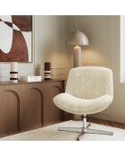 Fauteuil VIVY pivotant velours côtelé crème