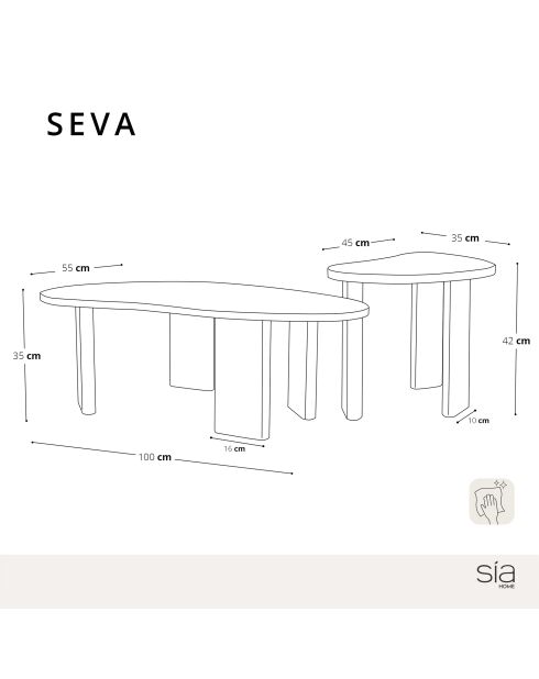 Lot de 2 tables basses gigognes SEVA Noyer