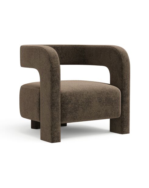 Fauteuil GABY velours texturé brun expresso