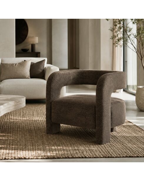 Fauteuil GABY velours texturé brun expresso