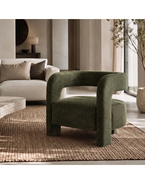 Fauteuil GABY velours texturé vert vintage