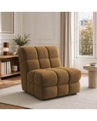 Fauteuil SEVENTY tissu tramé toucher doux miel foncé