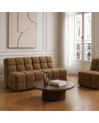 Fauteuil SEVENTY tissu tramé toucher doux miel foncé