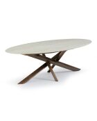 Table à manger fixe PARMA Travertin et pieds bronze - 240cm