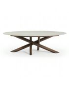 Table à manger fixe PARMA Travertin et pieds bronze - 240cm