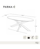 Table à manger fixe PARMA Travertin et pieds bronze - 240cm