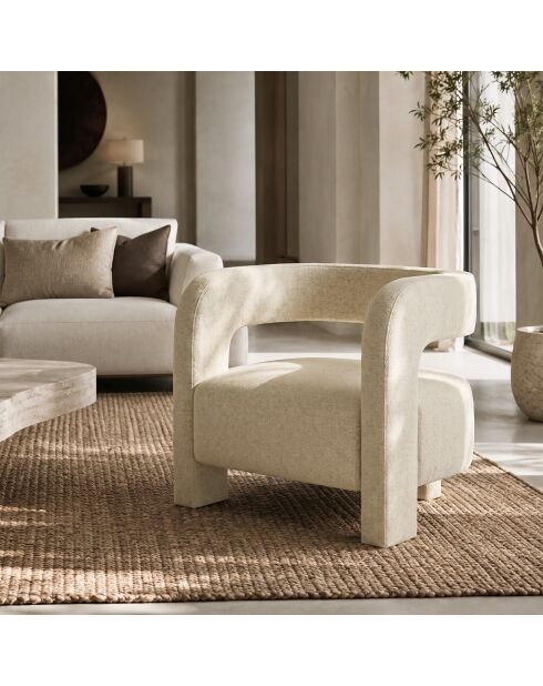 Fauteuil GABY velours texturé beige
