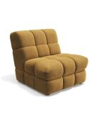 Fauteuil SEVENTY tissu tramé toucher doux moutarde