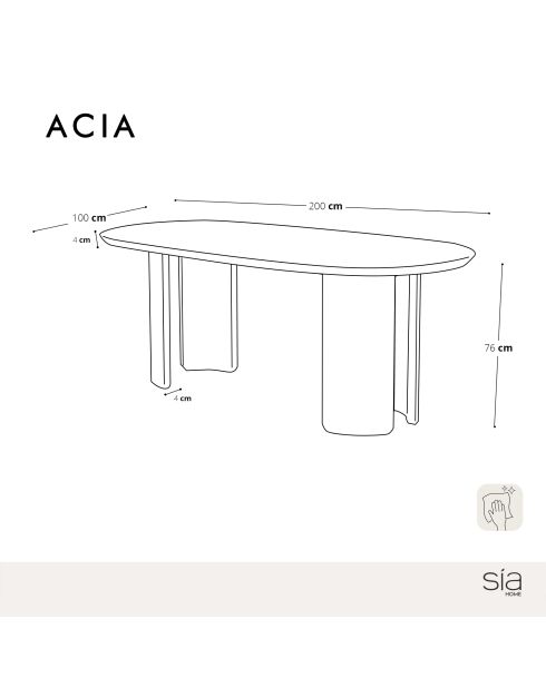 Table à manger ACIA frêne clair - 200cm