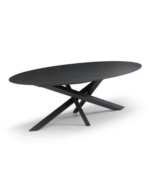 Table à manger fixe PARMA Céramique noire et pieds noirs - 240cm